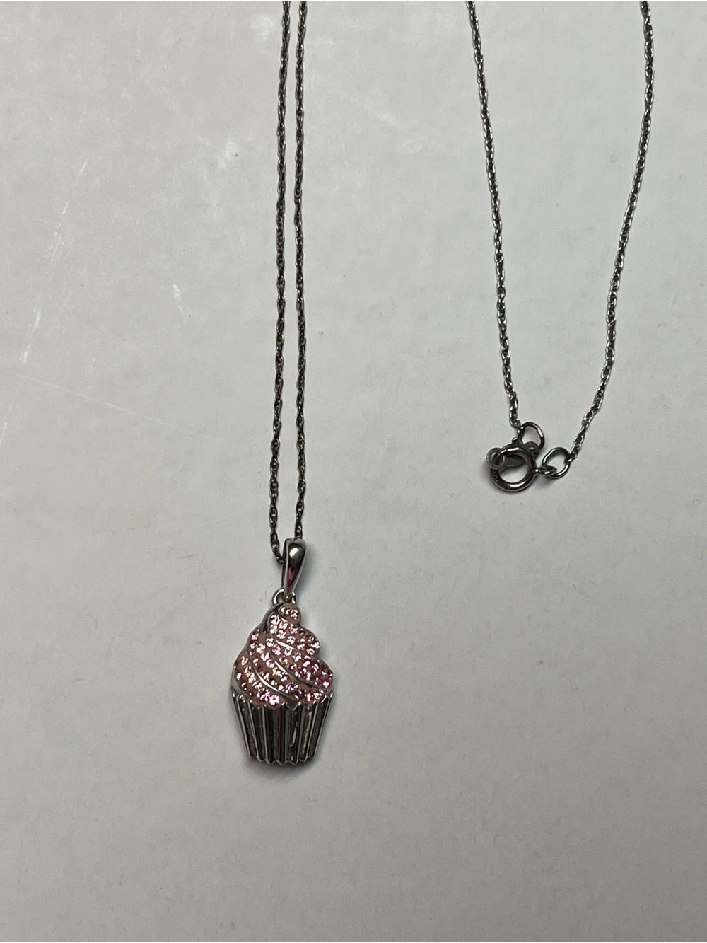 Fred Meyer Jewelers Pink Cupcake Pendant Necklace | Silver Tone